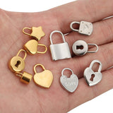 5pcs Stainless Steel Heart Key Lock Charms for DIY Necklace Bracelet