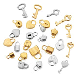 5pcs Stainless Steel Heart Key Lock Charms for DIY Necklace Bracelet