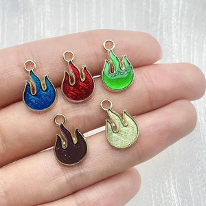 20pcs Enamel Flame Fire Pendants Charms for DIY Jewelry Making