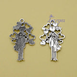 6pcs/Lots Antique Silver Wedding Heart Charms Pendant