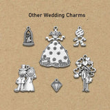 6pcs/Lots Antique Silver Wedding Heart Charms Pendant
