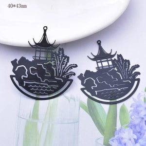 6pcs Brass Building Charms DIY Jewelry Making Pendant