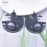 6pcs Brass Building Charms DIY Jewelry Making Pendant