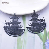 6pcs Brass Building Charms DIY Jewelry Making Pendant