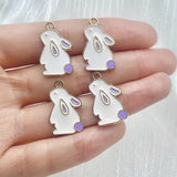 20Pcs Enamel Rabbit Pendant Charms for Jewelry Making DIY