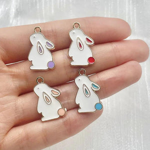 20Pcs Enamel Rabbit Pendant Charms for Jewelry Making DIY