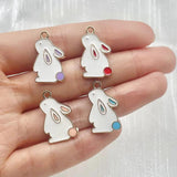 20Pcs Enamel Rabbit Pendant Charms for Jewelry Making DIY