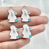 20Pcs Enamel Rabbit Pendant Charms for Jewelry Making DIY