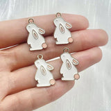 20Pcs Enamel Rabbit Pendant Charms for Jewelry Making DIY