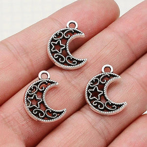 40pcs Moon Star Charms Pendants DIY Necklace Jewellery Crafts Drop