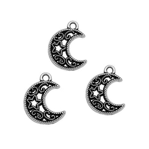 40pcs Moon Star Charms Pendants DIY Necklace Jewellery Crafts Drop