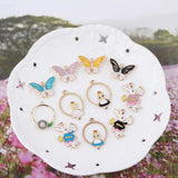 10pcs Enamels Alice Rabbit Butterfly Earring Charms DIY Making Jewelry
