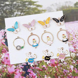 10pcs Enamels Alice Rabbit Butterfly Earring Charms DIY Making Jewelry