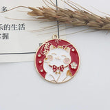 10pcs Chinese Fortune Wish Cat Good Luck Charms DIY Jewelry Making Pendant