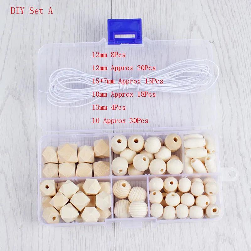 190Pcs Natural Wooden Beads for Jewelry Making DIY Bracelet Necklace