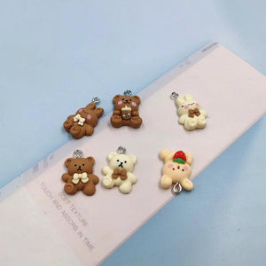 10pcs Bowknot Bear Rabbit Resin Charms for DIY Jewelry Earrings Keychain