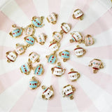 10pcs Enamel Tea Set Charms Pendants Oil Drop Teacup Teapot Metal Charms