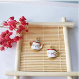 10pcs Enamel Tea Set Charms Pendants Oil Drop Teacup Teapot Metal Charms