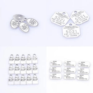30Pcs/Lot RIP Letter Name Tag Charms Pendant for Necklaces Keychain