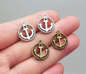 30pcs Antique Silver Anchor Charms Pendants DIY Keychain Supplies