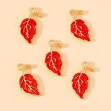 20Pcs Colorful Enamel Tree Leaf Charms Alloy Pendant DIY Jewelry Making 5Colors