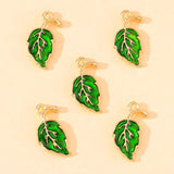 20Pcs Colorful Enamel Tree Leaf Charms Alloy Pendant DIY Jewelry Making 5Colors