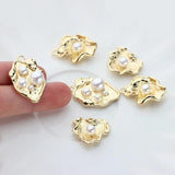 6PCS 3D Pearl Leaves Flowers Charms Pendant For DIY Earrings
