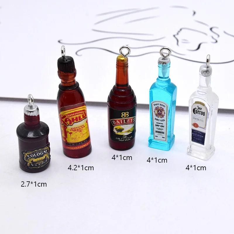 10pcs Water Bottle Resin Charms 3d Drink Bottles For DIY Jewelry