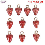 10pcs 3D Strawberry Fruit Charms Pendant Beads DIY Jewelry Finding Gift