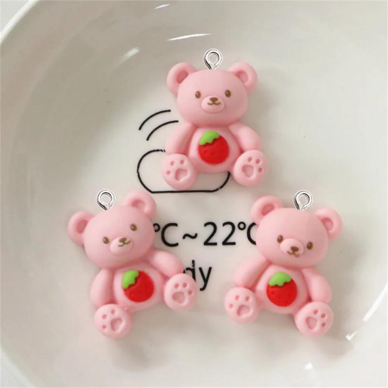 10Pcs Strawberry Bear Rabbit Pendant Accessory DIY Earring Necklace Resin Charms