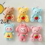10Pcs Strawberry Bear Rabbit Pendant Accessory DIY Earring Necklace Resin Charms