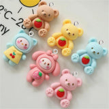 10Pcs Strawberry Bear Rabbit Pendant Accessory DIY Earring Necklace Resin Charms