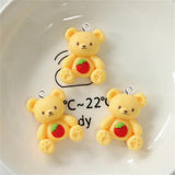 10Pcs Strawberry Bear Rabbit Pendant Accessory DIY Earring Necklace Resin Charms
