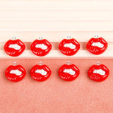 10pcs European Red Lip Resin Charms for Jewelry Making