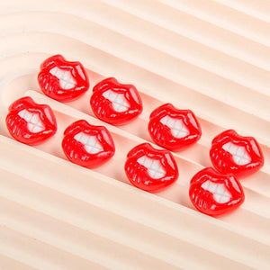 10pcs European Red Lip Resin Charms for Jewelry Making