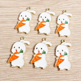 10pcs Enamel Rabbit Eating Carrot Charms for DIY Pendants Necklaces Keychain
