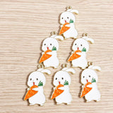 10pcs Enamel Rabbit Eating Carrot Charms for DIY Pendants Necklaces Keychain