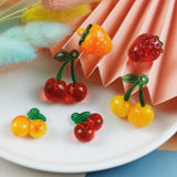 10Pcs Cherry Strawberry Resin Charms for DIY Earrings Bracelet