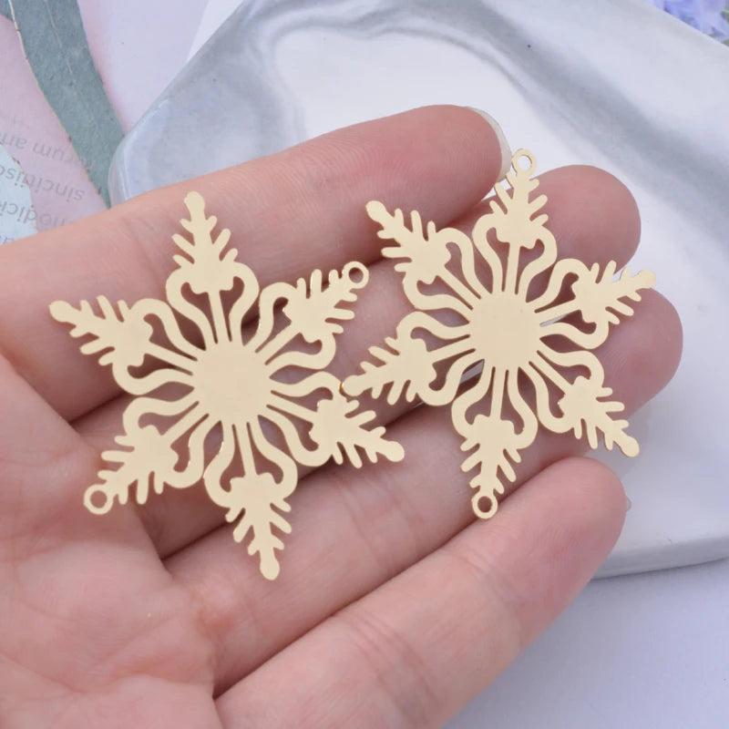 6pcs Snowflake Silver Charms for Christmas Jewelry