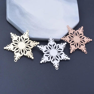 6pcs Snowflake Silver Charms for Christmas Jewelry