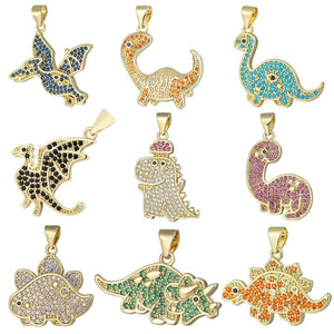 18K Plated Turquoise Dinosaur Charms for DIY Jewelry Making