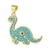 18K Plated Turquoise Dinosaur Charms for DIY Jewelry Making