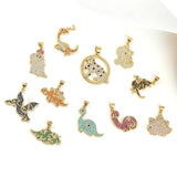 18K Plated Turquoise Dinosaur Charms for DIY Jewelry Making