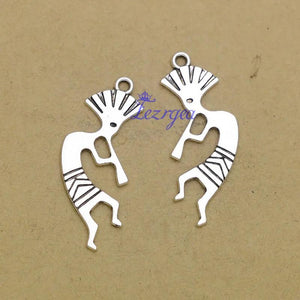 40pcs Antique Silver Kokopelli Pendant Charms 24x9mm DIY Jewelry Making Supplies