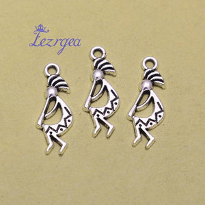 40pcs Antique Silver Kokopelli Pendant Charms 24x9mm DIY Jewelry Making Supplies