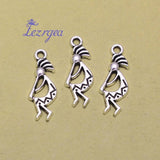 40pcs Antique Silver Kokopelli Pendant Charms 24x9mm DIY Jewelry Making Supplies