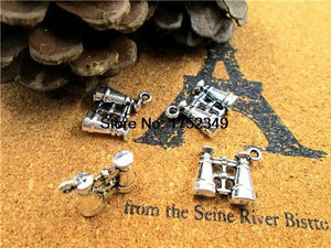 15pcs 3D Binocular Charms Antique Tibetan Silver Pendants 16x15mm