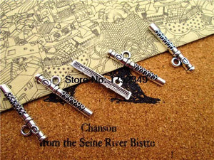 30pcs Flute Charms Antique Tibetan Silver Pendants DIY Supplies 29mm x 7mm
