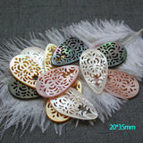 Natural Freshwater Shell 20*35mm Carved Water Drop Jewelry DIY