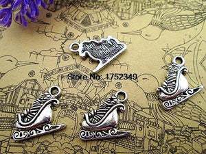 20pcs Santa Sleigh Charms Tibetan Silver Christmas Pendant 19x17mm